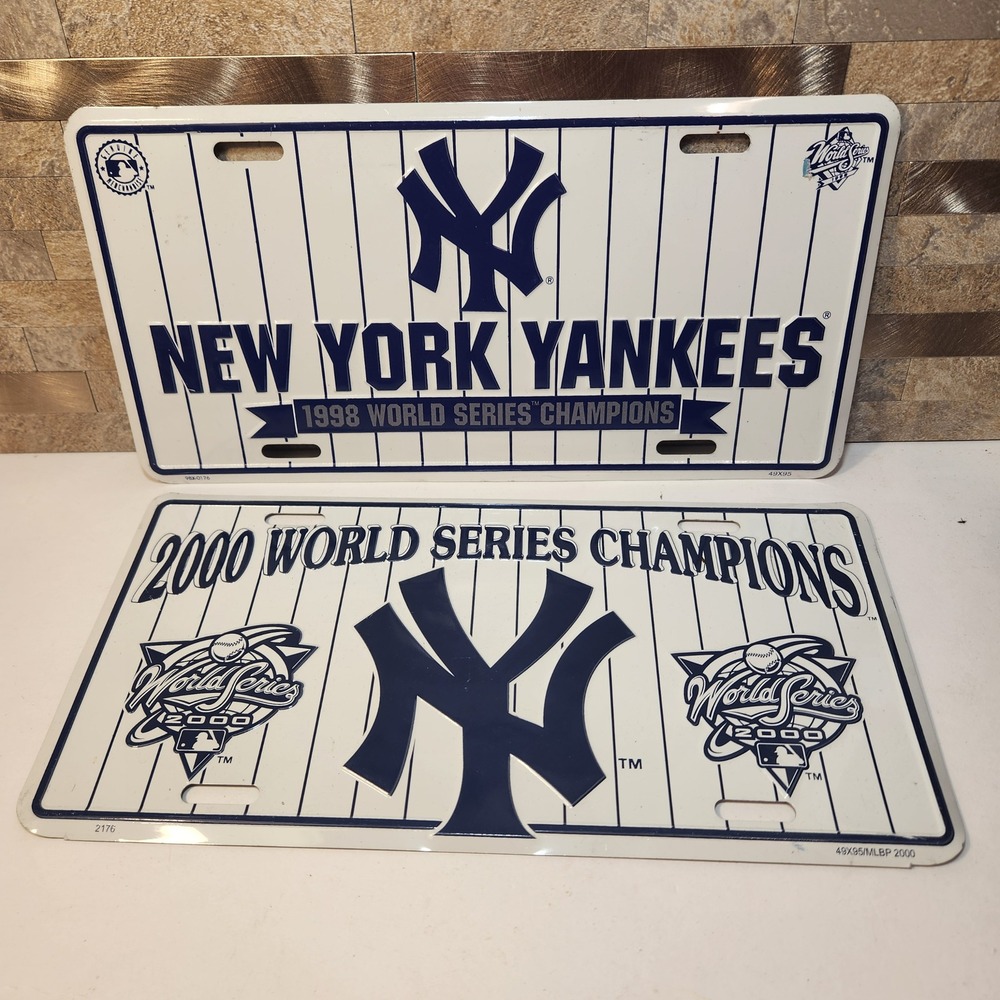 New York Yankees 1998 2000 World Series Champions License Plate Set Metal MLB